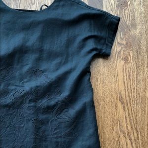 Madewell embroidered navy with tassel fringe dress